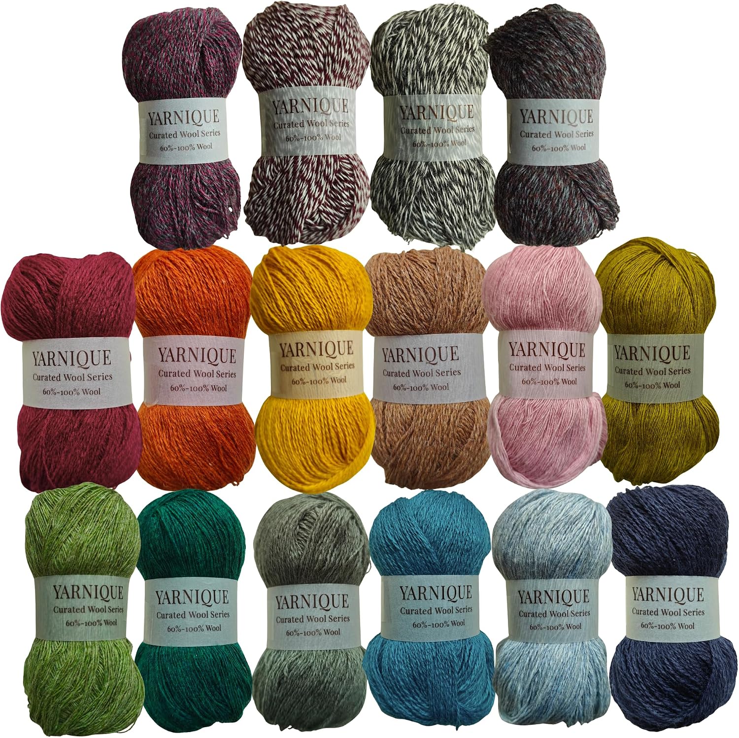 Lace Weight Wool Yarn — 16 Mini Skeins, 25 g Each, Multicolour