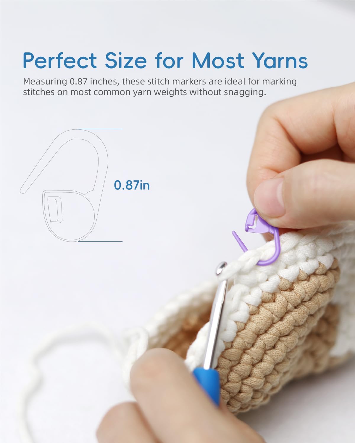 Locking Stitch Markers — 100 Pieces with Storage Case