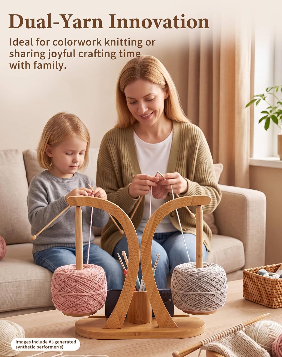 Magnetic Double Yarn Holder — Tangle-Free for Two Strands
